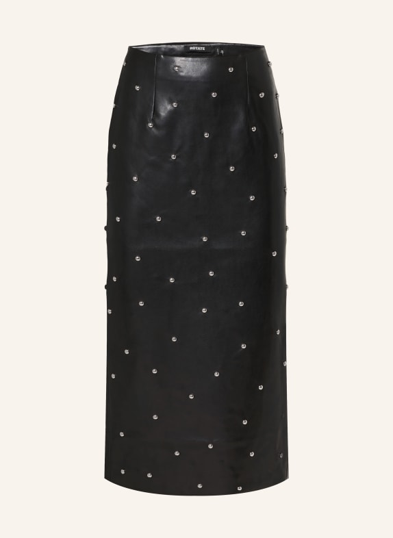 ROTATE Rock in Lederoptik mit Nieten SCHWARZ
