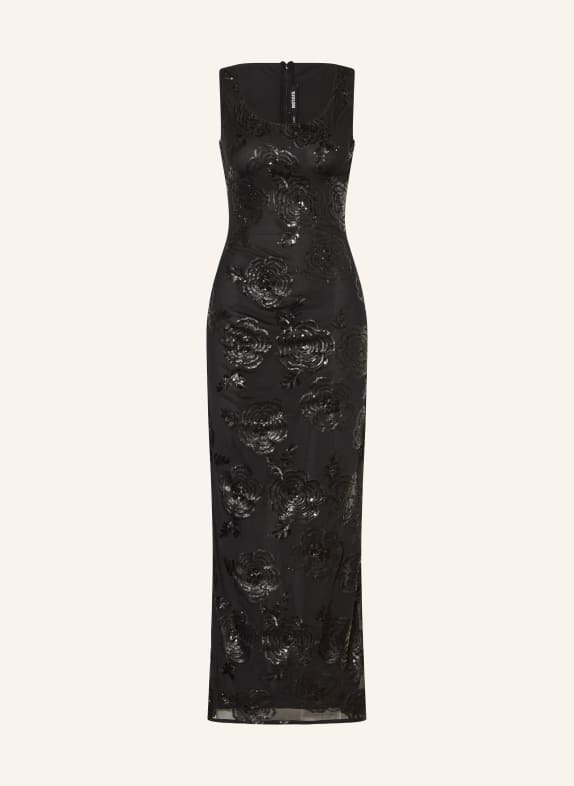 ROTATE Mesh-Kleid mit Pailletten SCHWARZ