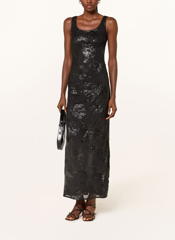 ROTATE Mesh-Kleid mit Pailletten SCHWARZ
