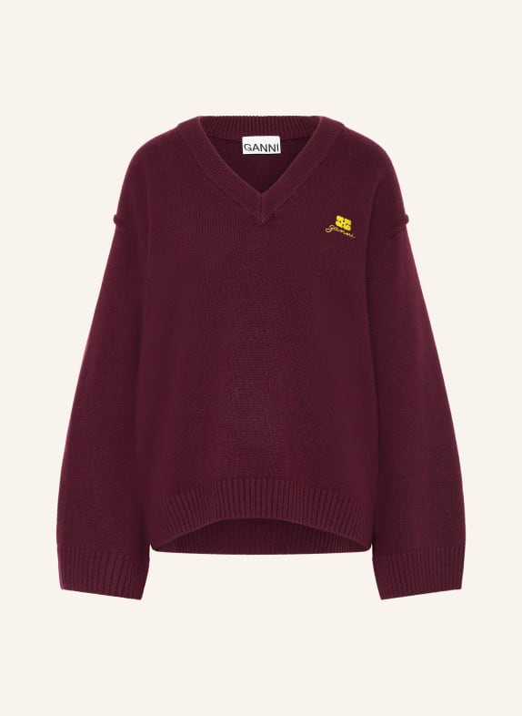 GANNI Pullover DUNKELROT / GELB