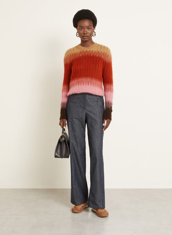 FENDI Pullover mit Mohair ROT / DUNKELBRAUN / ROSA