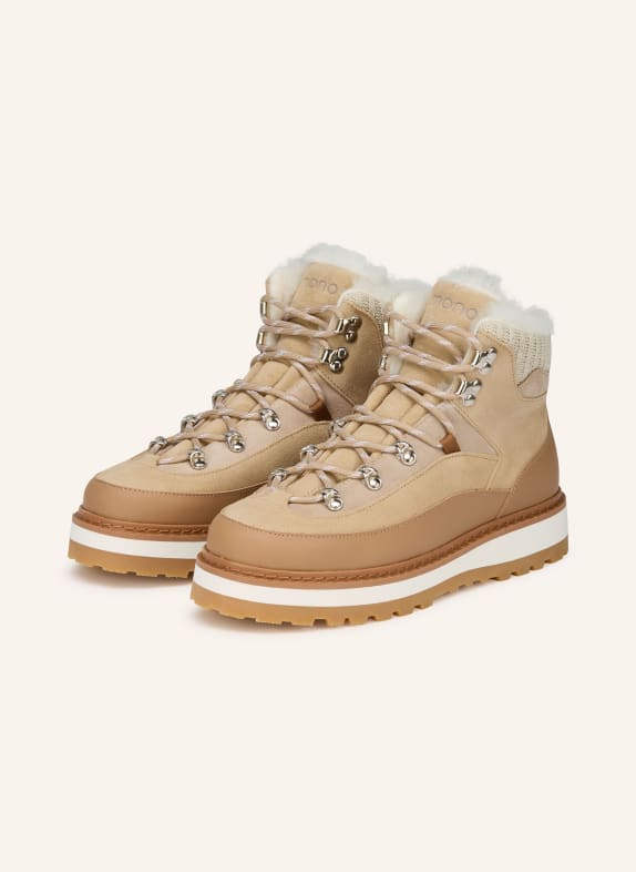 mono Lace-up boots TAG CAP BEIGE / BROWN