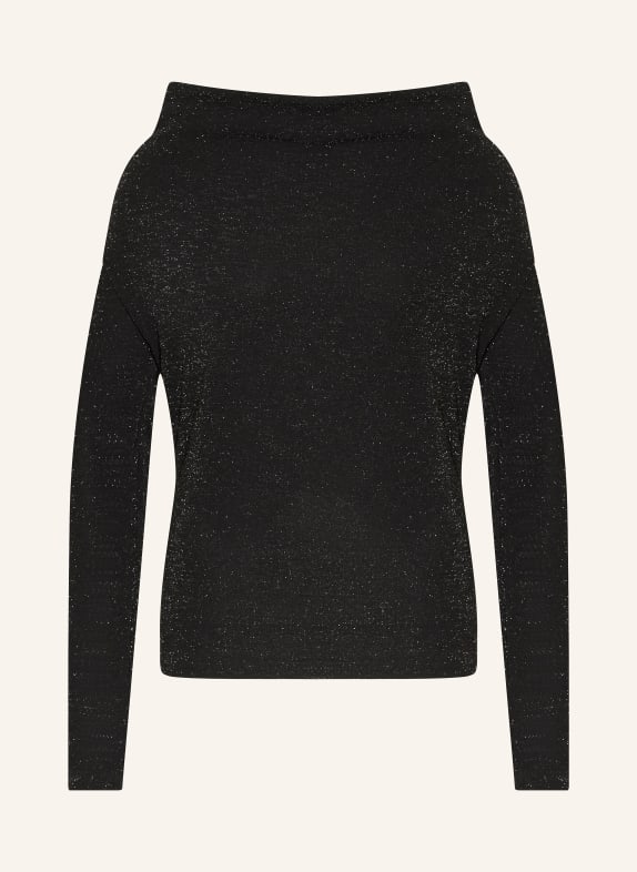 SELECTED Femme Longsleeve mit Glitzergarn SCHWARZ / SILBER