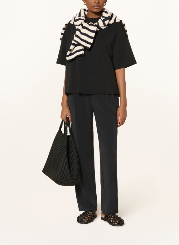 SELECTED Tricou oversized cu mâneci 3/4 NEGRU