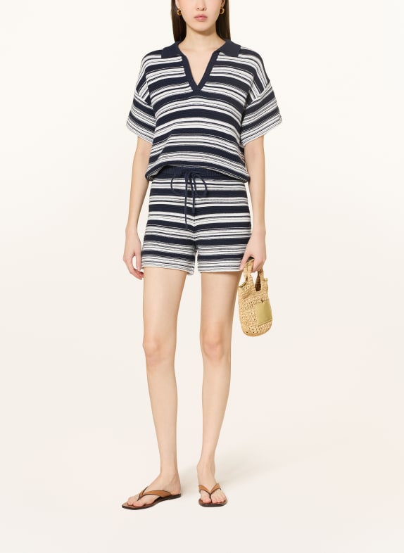 MRS & HUGS gebreide shorts WIT / DONKERBLAUW