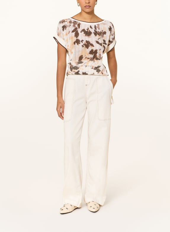 LIU JO gebreid shirt CRÈME / MARRON FONCÉ / LICHTORANJE