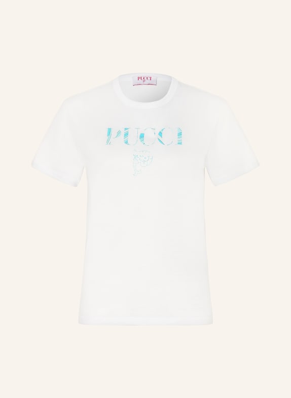 PUCCI T-Shirt WEISS / MINT / TÜRKIS