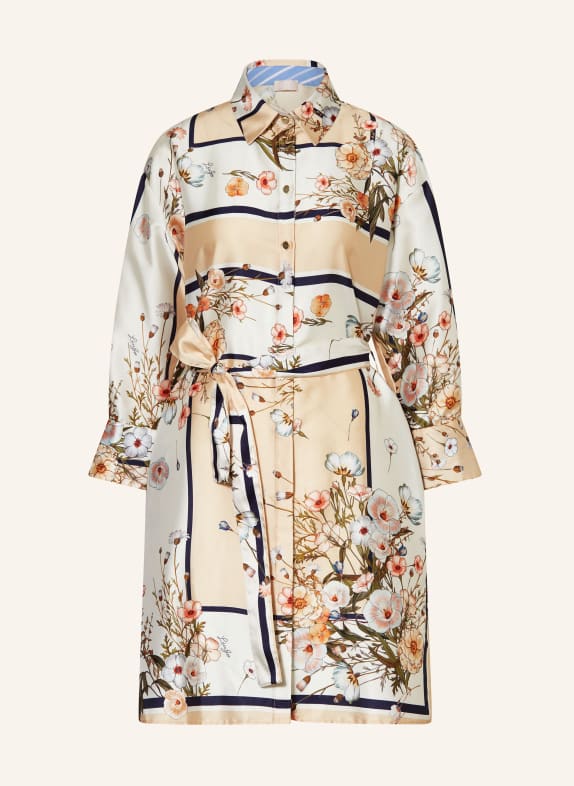 LIU JO Hemdblusenkleid CREME / HELLORANGE / DUNKELBLAU