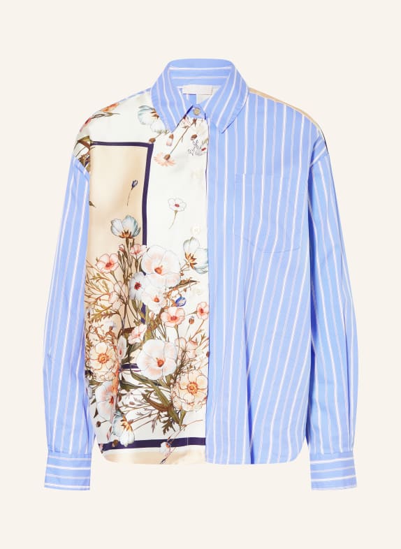 LIU JO Blůza z kombinace materiálů TMAVĚ MODRÁ / KRÉMOVÁ / TMAVĚ ORANŽOVÁ