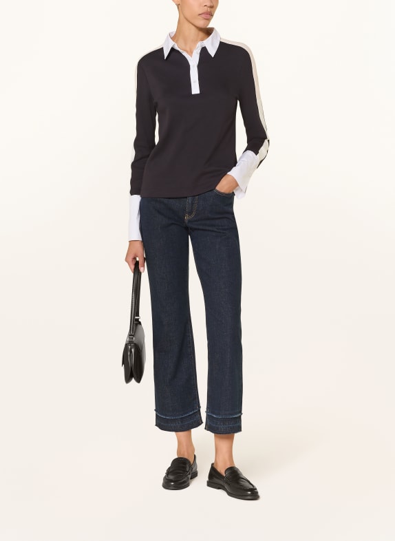 MARC CAIN Polo in gemengd materiaal 395 MIDNIGHT BLUE