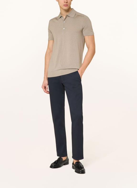 STROKESMAN'S Pantaloni chino din piqué, croi slim ALBASTRU ÎNCHIS
