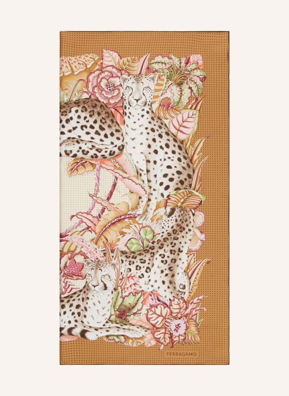 FERRAGAMO Seidentuch BEIGE / CAMEL / ROSA