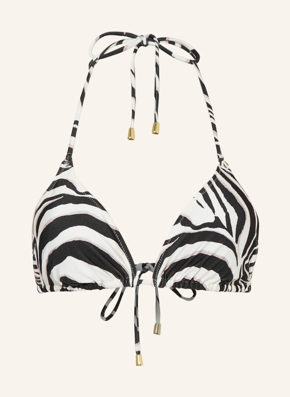 MRS & HUGS Triangel-Bikini-Top SCHWARZ / TAUPE / WEISS