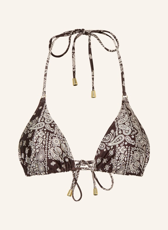 MRS & HUGS Trójkątny stanik bikini CIEMNOBRĄZOWY / KREMOWY