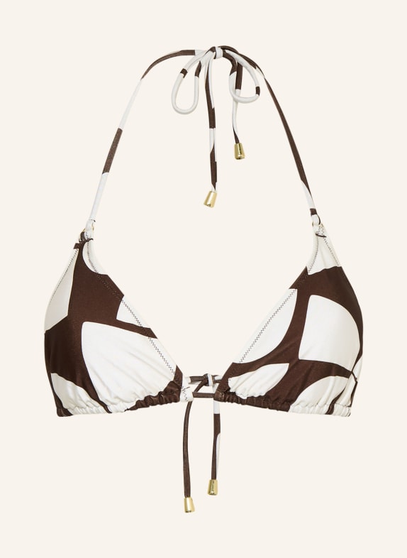 MRS & HUGS Trójkątny stanik bikini CIEMNOBRĄZOWY / BIAŁY