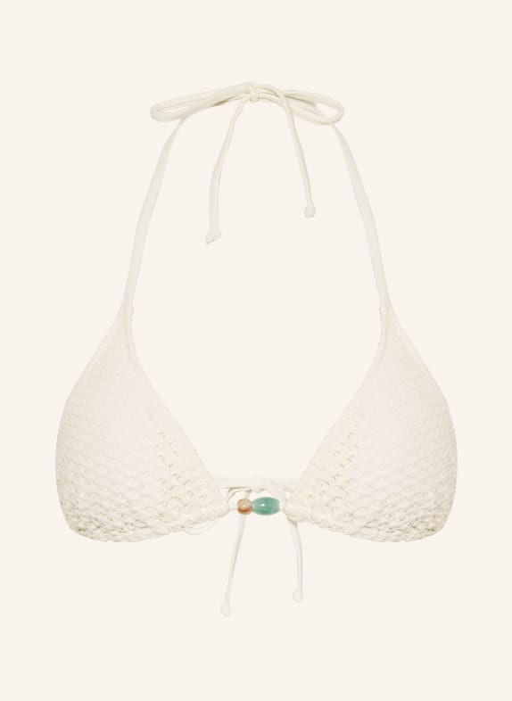 MRS & HUGS Trójkątny stanik bikini z ozdobnymi perełkami ECRU / JASNOBRĄZOWY / TURKUSOWY