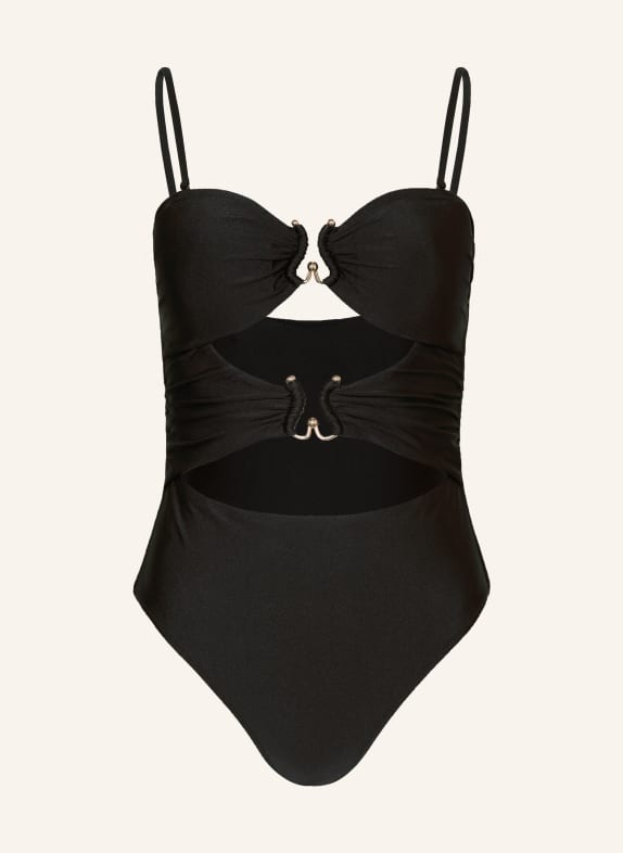 MRS & HUGS Strój kąpielowy bandeau z wycięciami CZARNY