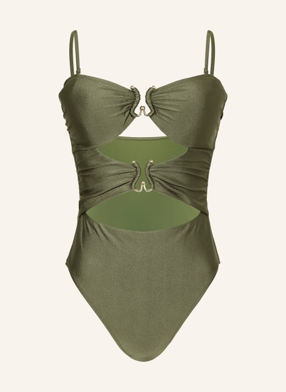 MRS & HUGS Strój kąpielowy bandeau z wycięciami ZIELONY