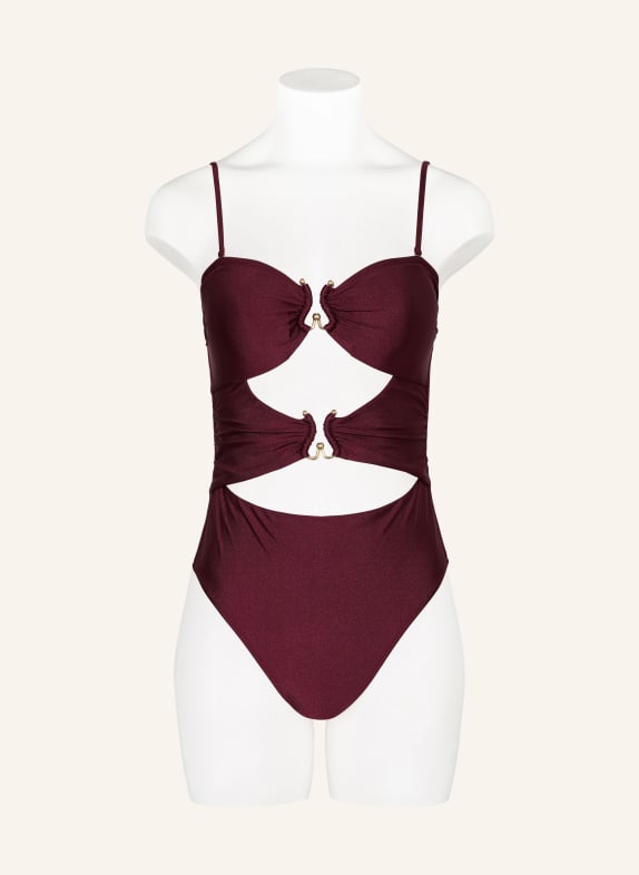 MRS & HUGS Bandeau-badpak met uitsnijdingen DONKERROOD