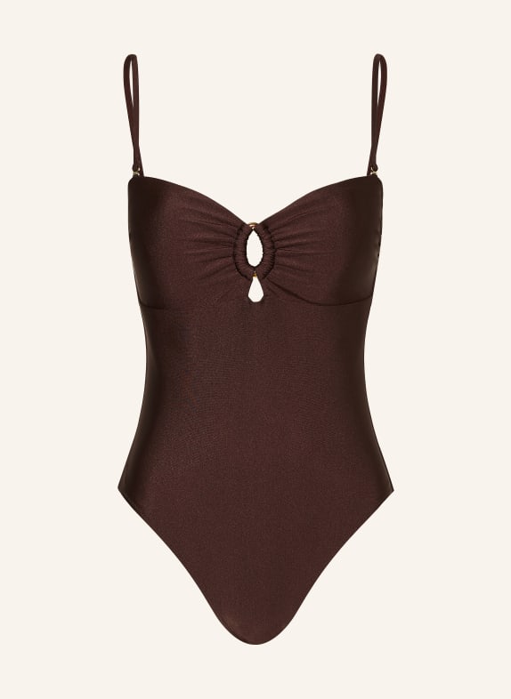 MRS & HUGS Bandeau-Badeanzug mit Cut-outs DUNKELBRAUN