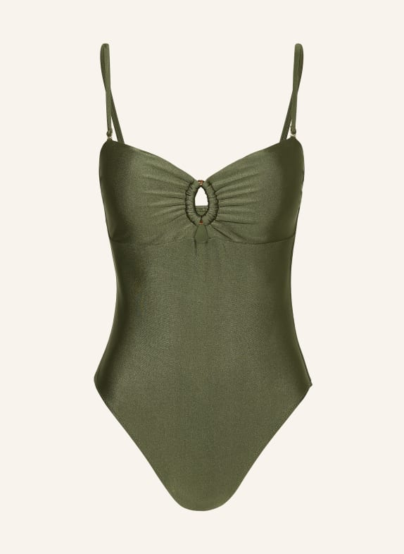 MRS & HUGS Strój kąpielowy typu bandeau z wycięciami ZIELONY