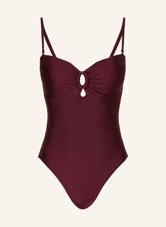 MRS & HUGS Bandeau-Badeanzug mit Cut-outs DUNKELROT