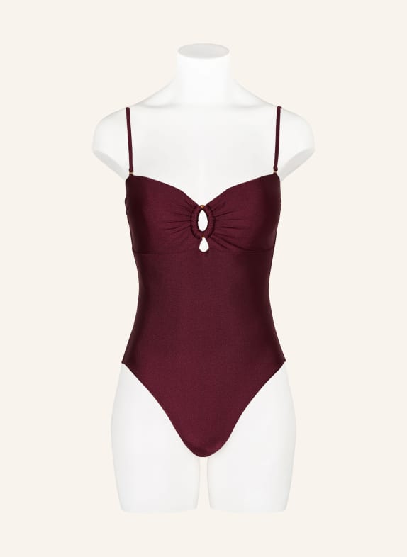 MRS & HUGS Bandeau-badpak met uitsnijdingen DONKERROOD