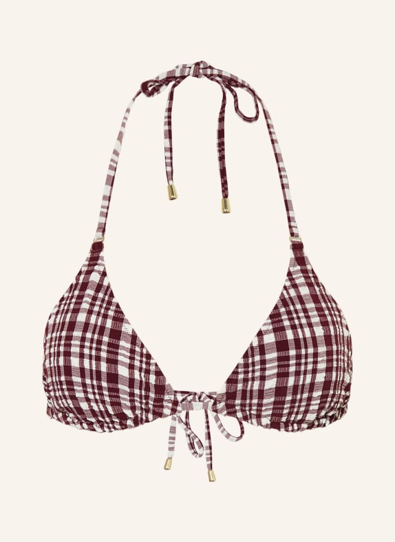 MRS & HUGS Trójkątny stanik bikini CIEMNOCZERWONY / BIAŁY
