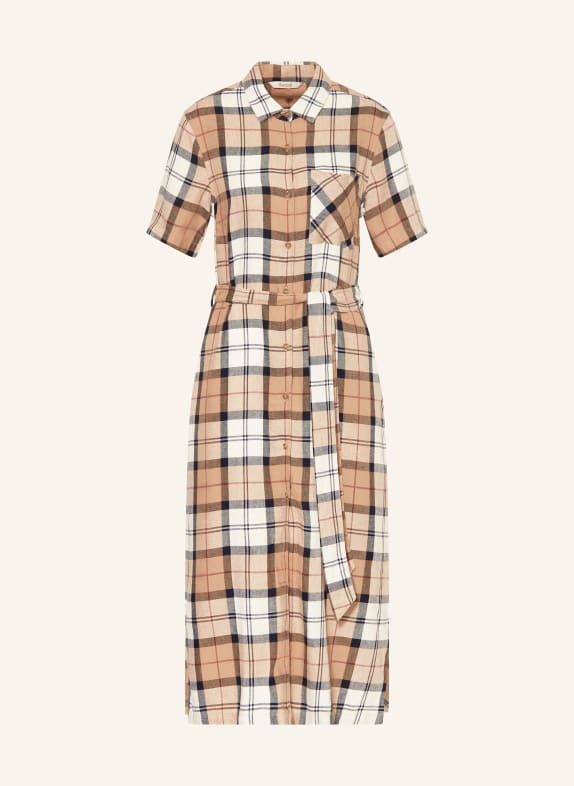 Barbour Košilové šaty FERN s lnem BÉŽOVÁ / KRÉMOVÁ / TMAVĚ MODRÁ