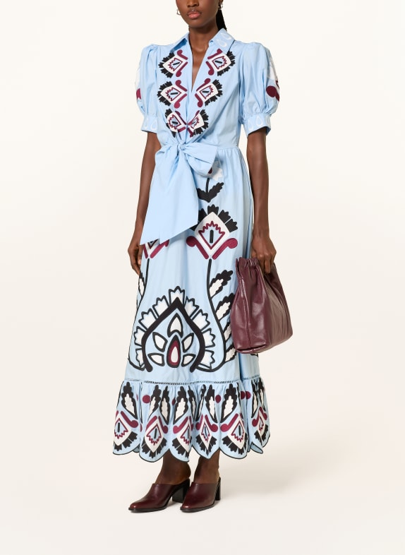 FARM RIO Kleid ARTISANAL HELLBLAU / ROT / SCHWARZ