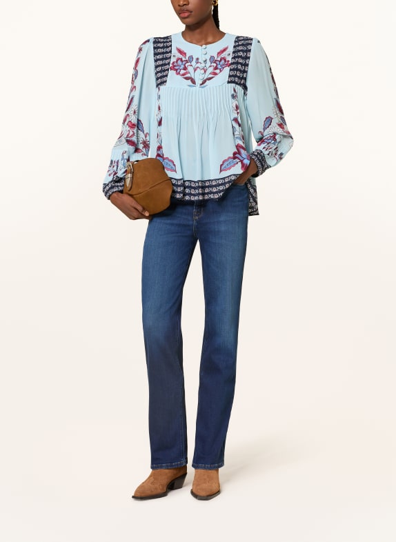 FARM RIO blouse LICHTBLAUW / DONKERROOD / DONKERBLAUW