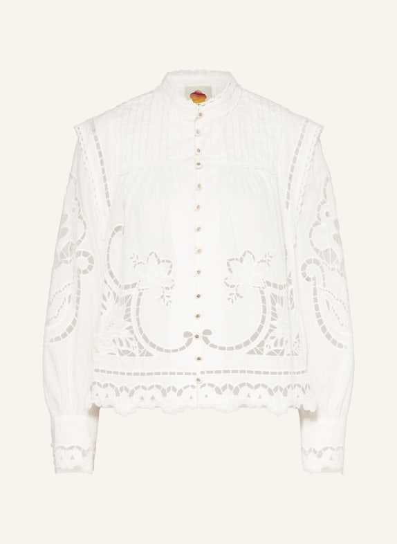 FARM RIO Bluse aus Lochspitze WEISS