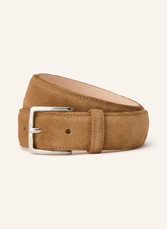 KREIS Leather belt COGNAC / SILVER