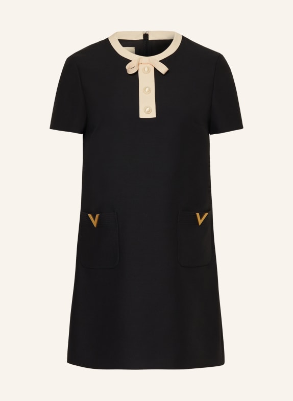 VALENTINO Etuikleid mit Seide SCHWARZ / GOLD / CREME