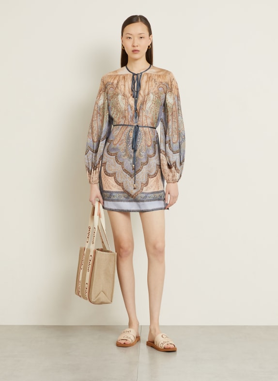 ZIMMERMANN Strandkleid WANDERLUST BLAU / BRAUN / TÜRKIS