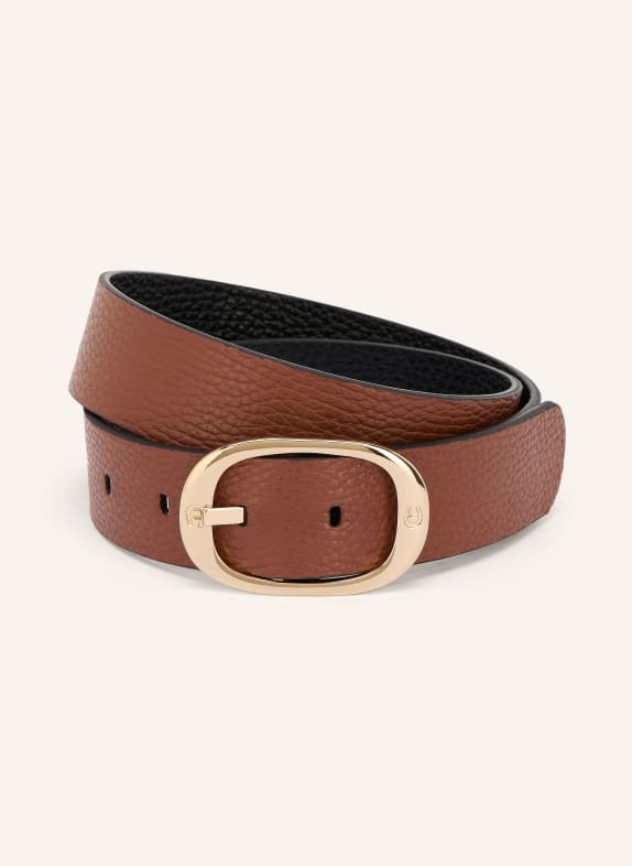 AIGNER Ledergürtel BRAUN / SILBER / SCHWARZ