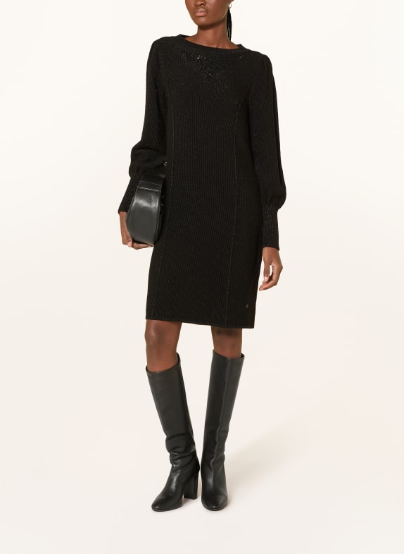 monari Strickkleid mit Glitzergarn und Schmucksteinen SCHWARZ