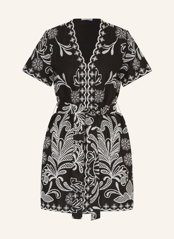 MRS & HUGS Kleid mit Leinen SCHWARZ / WEISS
