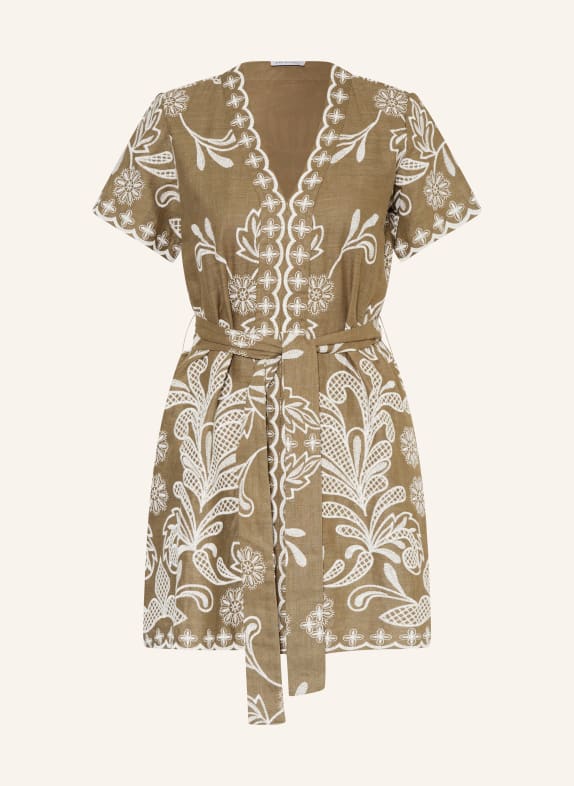 MRS & HUGS Šaty s pruhem OLIVOVÁ / BÍLÁ