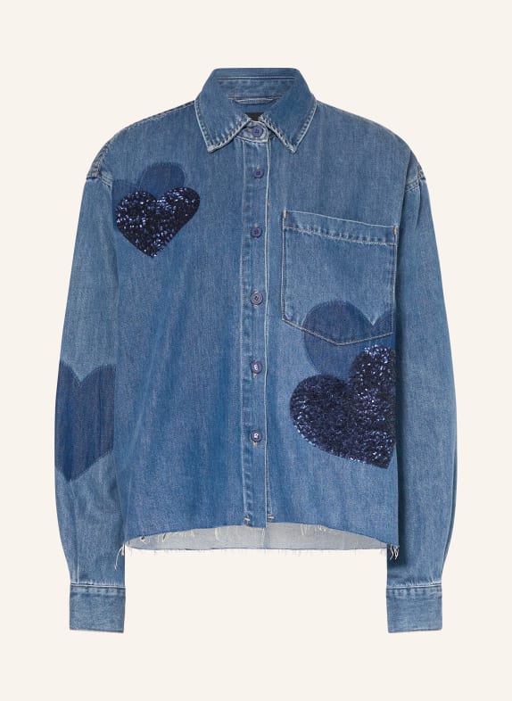 ELIAS RUMELIS Jeansbluse BEBA mit Pailletten BLAU / DUNKELBLAU