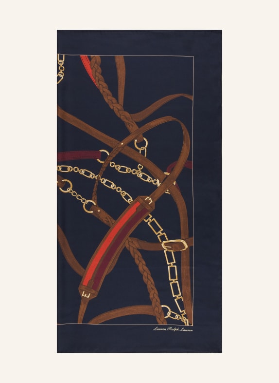 LAUREN RALPH LAUREN jedwabna chusta GRANATOWY / BRĄZOWY / CZERWONY