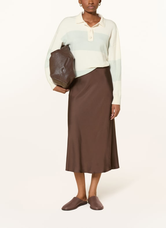 comma Gebreid poloshirt WIT / LICHTGROEN
