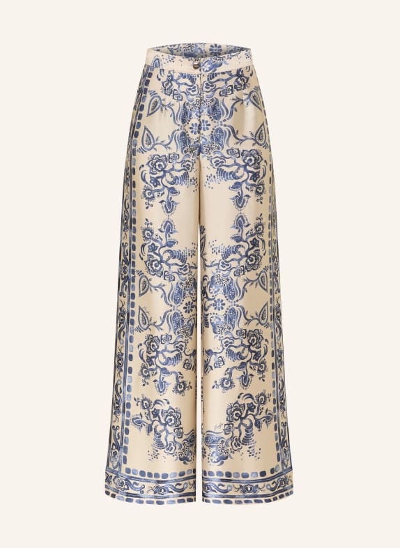 LIU JO Marlenehose aus Satin HELLGELB / BLAU