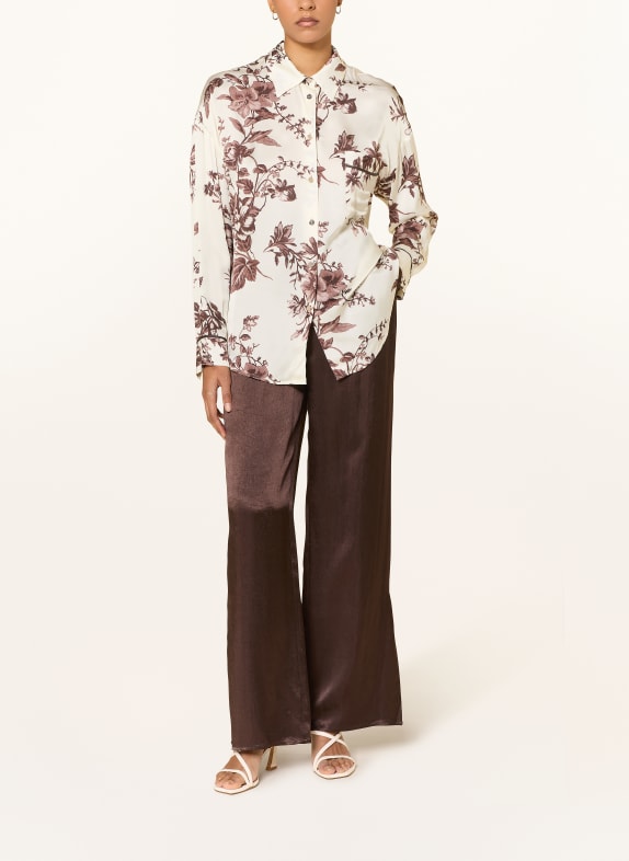 LIU JO Overhemdblouse van satijn ECRU / MARRON FONCÉ