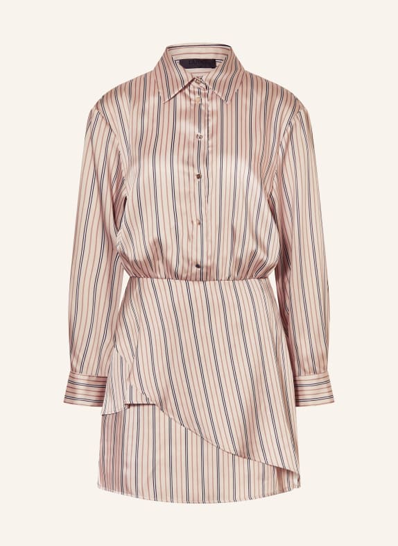 LIU JO Satinové šaty s košilovým střihem ČERNOŠEDÁ / TMAVĚ HNĚDÁ / ČERNÁ