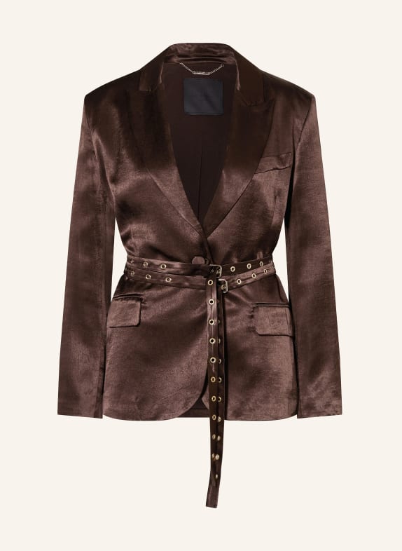 LIU JO saténové sako TMAVĚ HNĚDÁ