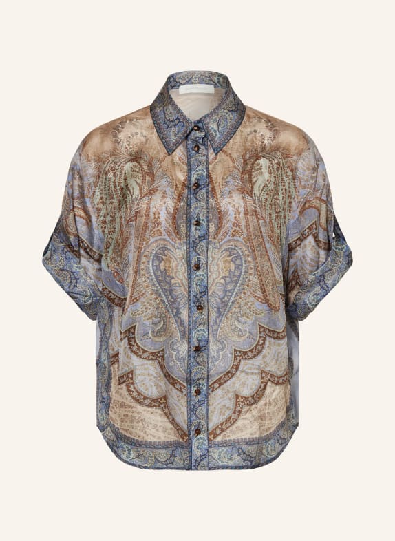 ZIMMERMANN Hemdbluse WANDERLUST aus Seide BLAU / HELLGRÜN / HELLBLAU