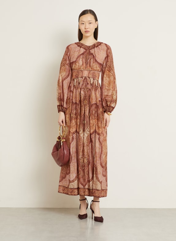 ZIMMERMANN Kleid WANDERLUST ROSÉ / ECRU / DUNKELROT