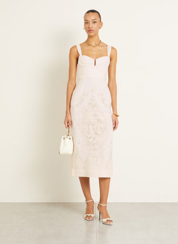 ZIMMERMANN Leinenkleid DRAPE CREME / TAUPE