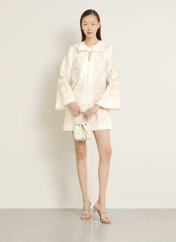 ZIMMERMANN Leinenkleid CREME / TAUPE